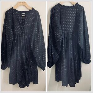 Kinga Csilla Gold Print Boho Dress Black US 8